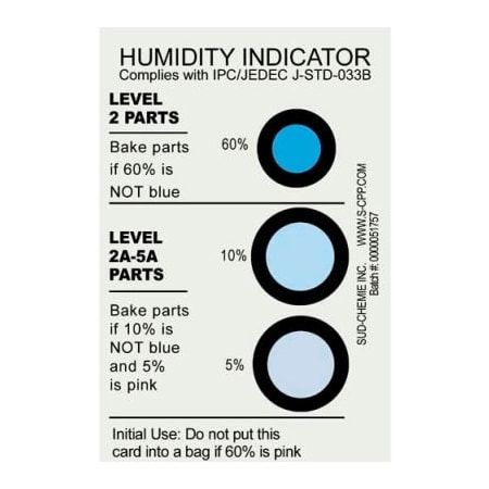 Desco Industries Desco Humidity Indicator Card, 5% 10% 60% Range, 125/Pack 13869